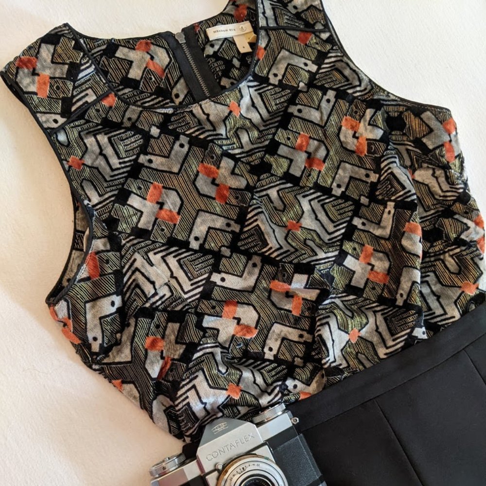 Anthro Meadow Rue Metallic Velvet Tank - Picture 4 of 11